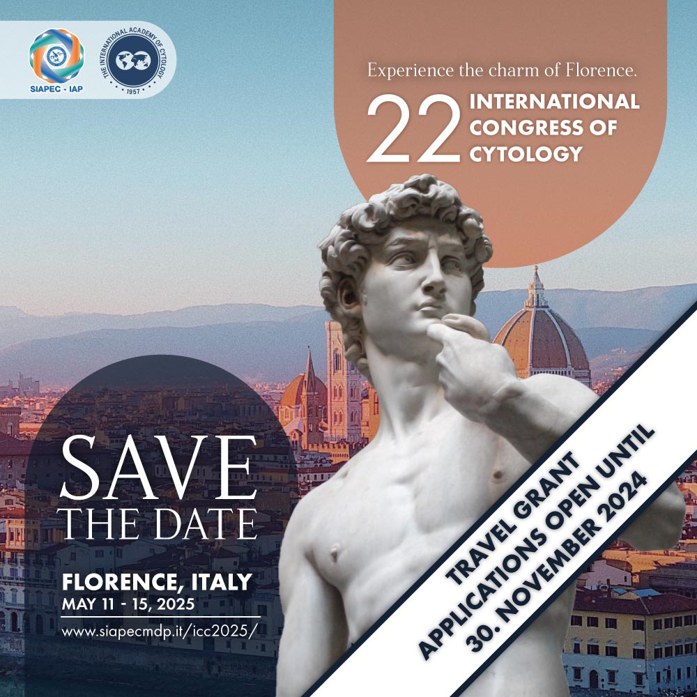 Travel Grant applications open until 30. November 2024 over the Promotional Image for the 22. International Congress of Cytology for Florence, Italy on May 11–15. 2025.
